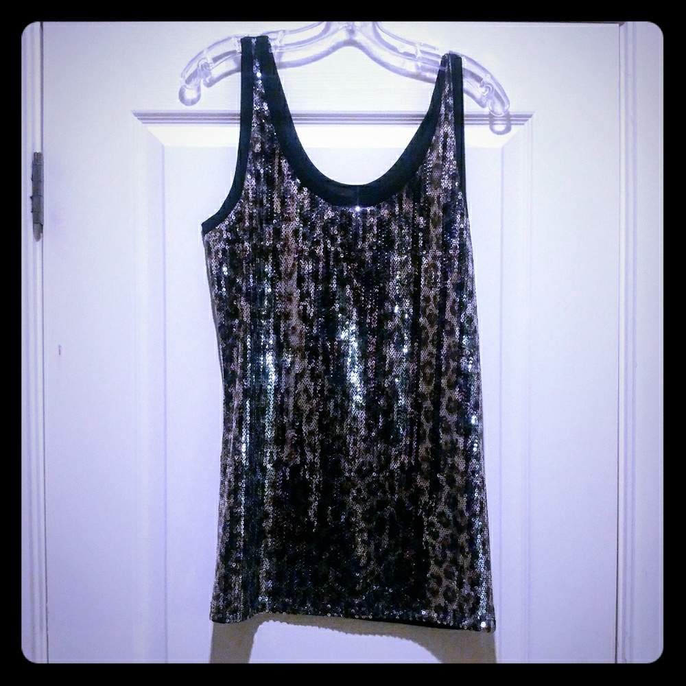 Gorgeous Karen Kane Sequin Animal Print Tank! XL